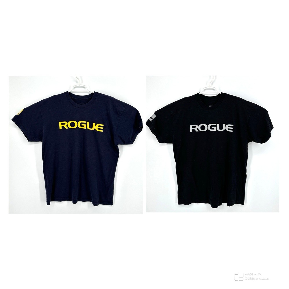 Rogue Fitness CrossFit Gym 2 Lot T-Shirt Size XL Black Navy Blue Workout Active